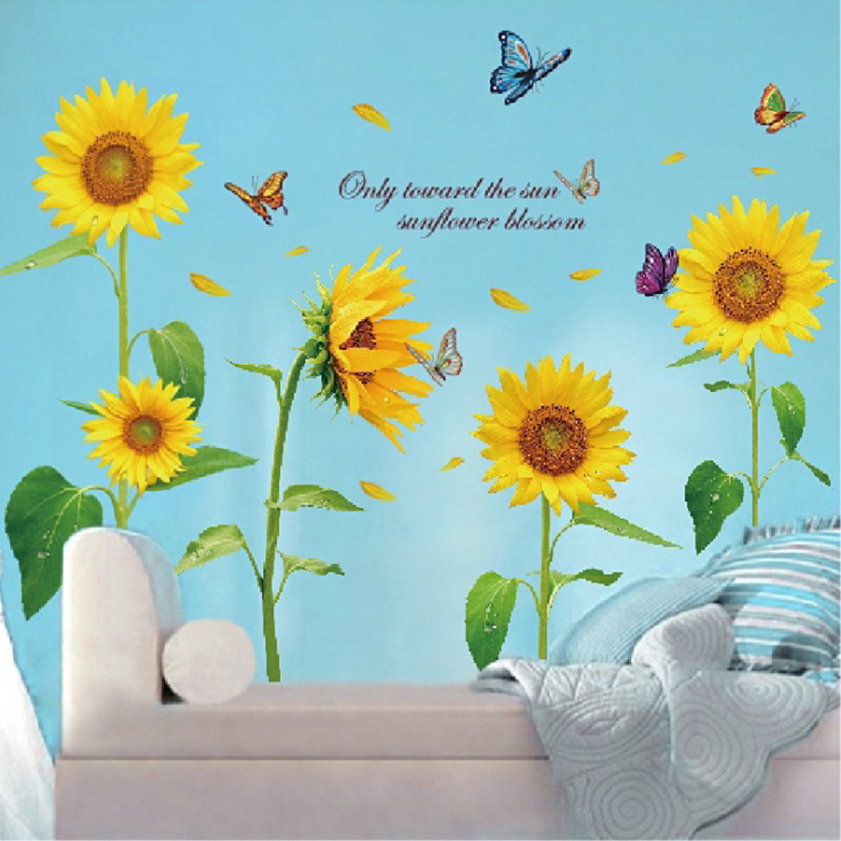 90x60cm DIY Sunflower PVC Wall Stickers Mural Room Background Decor Art
