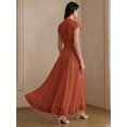 thumbnail image 6 of Womens Elegant Redwood High Neck Cap Sleeve A-Line Long Dress, 6 of 6