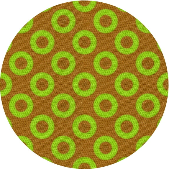 Ahgly Company Machine Washable Indoor Round Transitional Pistachio Green Area Rugs, 4' Round