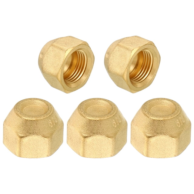 Tapa de sello de latón hembra Uxcell, ajuste de tubo SAE, accesorios de tubería hexagonal de 3/8" 5