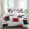 thumbnail image 2 of Red Grey Black Bedding 3 Piece Duvet Cover Set Queen Size, Irregular Geometric Modern Abstract Soft Microfiber Comforter Cover with Zipper Closure & Pillowcases, Wrinkle & FadeResistant Quilt Cover, 2 of 9