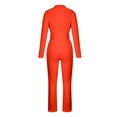 thumbnail image 5 of YWDJ Jumpsuits for Women Dressy Petite Length Women Casual Solid Pocket Romper Long Playsuit Strap Long Sleeve Jumpsuit+Belt Orange M, 5 of 8