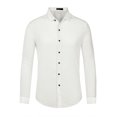 thumbnail image 1 of Camisas de terciopelo de vestir para hombre, camisas formales sólidas de ajuste clásico con botones de manga larga blanco L Unique Bargains Camisa, 1 of 6