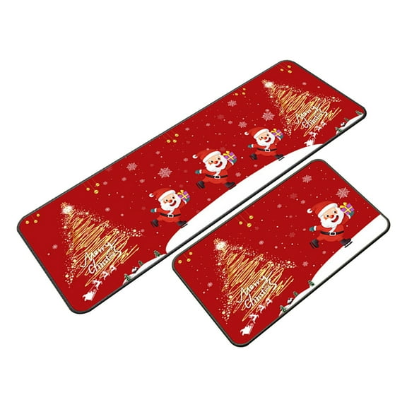 Lilixerw Christmas Kitchen Rugs Set of 2,Kitchen Floor Mats Non-Slip Backing Kitchen Mat Xmas Washable Doormat Runner Rug for Home,2024 New Christmas Decoration