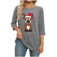 thumbnail image 3 of qucoqpe Women's Christmas Tree Tops Soft Ribbed Pullover Top, Casual Round Neck 3/4 Sleeve Sweaters for Women, 3 of 6