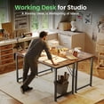 thumbnail image 6 of Modern Simple Office Desk - 55 Inch, Gaming & Work Desk with Storage, Large Legroom, Metal Frame, Rustic Brown, 6 of 8