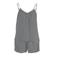 thumbnail image 6 of Womens Backless Cami Dress Summer Beach Vacation Mini Bubble Dress Spaghetti Strap Open Back Sundress Gray, L, 6 of 7