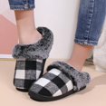 thumbnail image 6 of CHICVOMEY House Slippers for Women & Men Checkered Plaid Memory Foam Slippers with Fuzzy Faux Fur Non-Slip Cozy House Slippers, 6 of 6