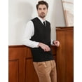 thumbnail image 4 of Kallspin Men's Wool Blend Sweater Vest Cable Knit V Neck Knitted Sleeveless Pullover(Black,Small), 4 of 7