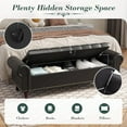 thumbnail image 4 of YOUDENOVA 60" Storage Bench for Bedroom Queen Leather Storage Bench with Button, Upholstered Bedroom Bench with Rolled Arms for Living Room, Entryway,Black, 4 of 6