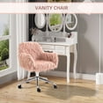 thumbnail image 4 of Resenkos Home Office Chair Computer Chair,Faux Fur Desk Chair, Swivel Vanity Chair With Adjustable Height And Wheels For Office, Bedroom, Pink, 4 of 7