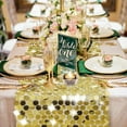 thumbnail image 3 of 12 x 108 Inch Sequin Table Runner, Gold Glitter Big Sequin Table Runner, Sparkle Rectangle Table Runner for Wedding Party, Birthday Party, Banquet Dining Table Center Decor, 3 of 8