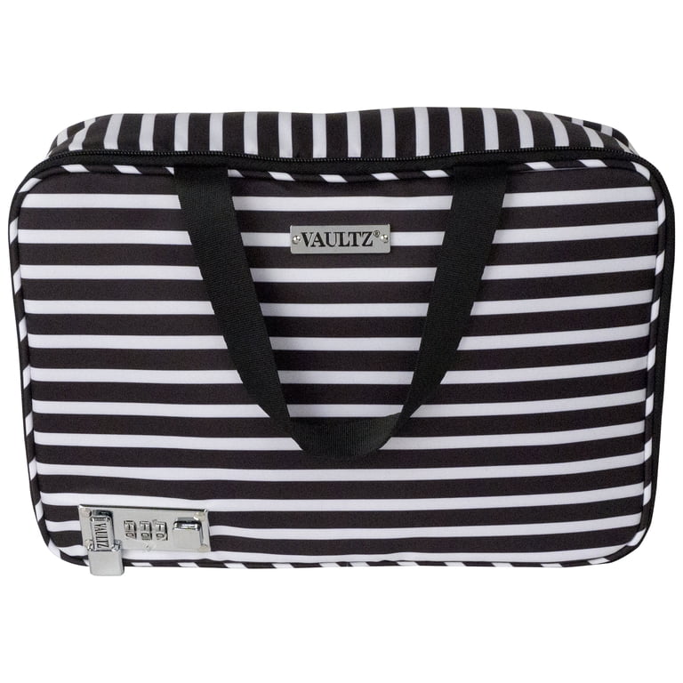 Vaultz Women's Locking Travel Bag, Black & White Stripe photo 2