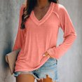 thumbnail image 2 of BVnarty Womens Tops T-Shirt Comfy Casual V-Neck Long Sleeve Solid Color Plus Size Blouses Clothes for Girlfriend Wife Pullover Fashion Oversized Pink XXXXXL, 2 of 4