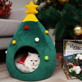 Vibrant Life Holiday Hideaway Dog & Cat Cave Bed Christmas Tree