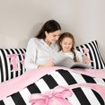 thumbnail image 5 of Manfei Pink Bows Monogrammed R 7-Piece King Bedding,Geometric Lines Art King Bed in a Bag,Pink Reversible, 5 of 7