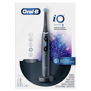 Oral-B iO Series 8 Electric Toothbrush with 3 Brush Heads, Black Onyx, for Adults & Children 3