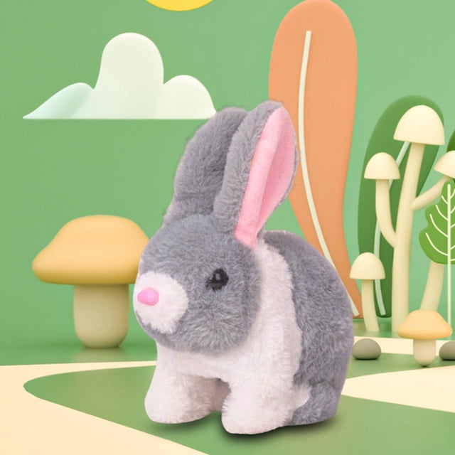Juguete de Peluche Interactivo Electrónico para Caminar Hugo Conejo Gris Blanco