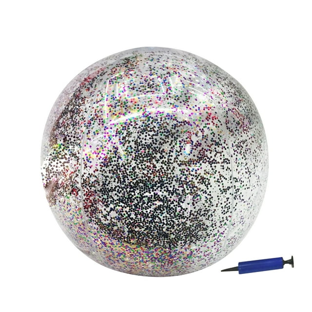 HEVIRGO 16/24 Inch Elastic Inflatable Ball Waterproof PVC Enjoyable Interactive Toy Shiny Confetii Ball for Summer