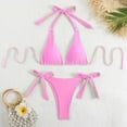 thumbnail image 2 of Women Swimsuits Solid Color Triangle Stylish Adjustable Lace Up Bikinis Red Bathing Suits for Women M, 2 of 6