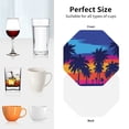 thumbnail image 6 of Picia Beach with Palm Trees Printed Leather Coasters for Drinks, 4" Drink Coasters Set of 4 for Tabletop Protection, Handmade Luxurious Home Décor and Housewarming Gift -Octagon, 6 of 6