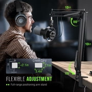 FIFINE K688 Dynamic Microphone with Boom Arm Stand, XLR USB Studio Microphone Kit for Computer with Mute, Monitor for Podcast, Music Recording K688CT