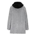 thumbnail image 6 of jtjvou Women's Fleece Hooded Coat Zip up Long Sleeve Fuzzy Tunic Jackets with Pockets Warm Plus Size Patchwork Coats Gray XXL, 6 of 8