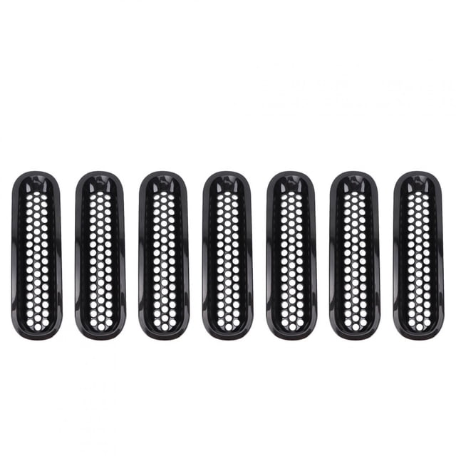 Rejilla de malla para parachoques delantero de coche, color negro, 7 Uds., compatible con Jeep Wrangler JK 2007-2017 Jadeshay A