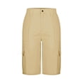thumbnail image 5 of ZHYou Bermuda Cargo Shorts Women Elastic High Waist 7 Inch Inseam Summer Baggy Jorts for Women with 6 Pockets,Khaki,Size L, 5 of 6
