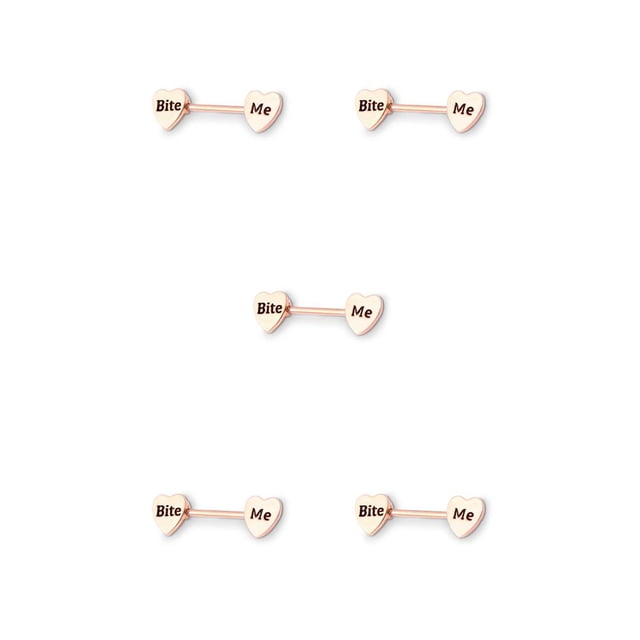 Qarigey Anillo para pezones con barra, adorno de pecho para chicas jóvenes, accesorios de joyería en forma de corazón, decoración corporal para Oro rosa Muérdeme 5piezas Qarigey CBP223719