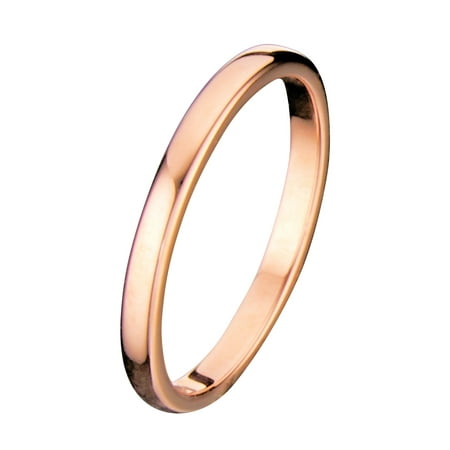Tungsten Carbide Wedding Ring Band - 2mm Thin Rose Gold Plated Ring Tungsten Carbide Wedding Band