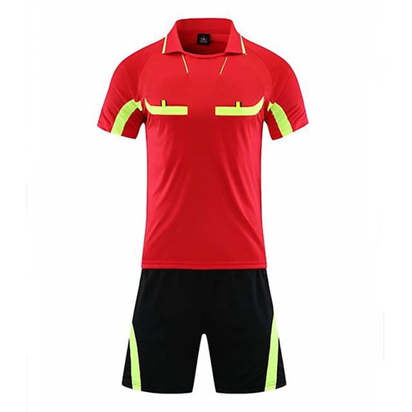 Professional Referee Soccer Jersey Adult Referee Football Uniform Turndown Collar Judge Shirt Three Pockets Shorts Umpire Suit