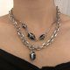 thumbnail image 3 of Black 2 piezas de collares de clavícula de doble capa, gargantillas de cadena, collares de fiesta para mujer, 3 of 5