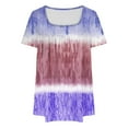 thumbnail image 2 of ameIAEA Square Neck Tops for Women Short Sleeve Summer Tunic Tops Color Block Ruffle Blouse, 2 of 4