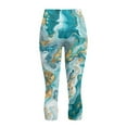 thumbnail image 5 of SCRAWLGOD Marble Print White Blue Women's Capri Leggings with Pockets - 4 Way Stretch Yoga Pants Lightweight Casual Yoga Pants with Tummy Control for Workout Running Gym, M, 5 of 7