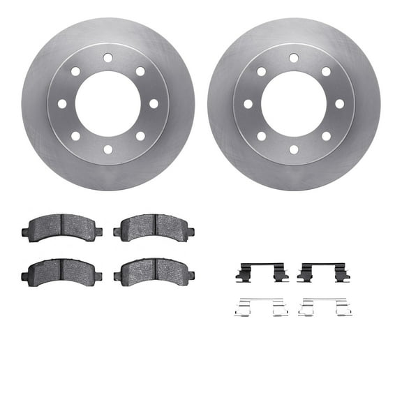 Dynamic Friction Company Rear Brake Rotors with Heavy Duty Brake Pads includes Hardware 6212-48020