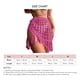 thumbnail image 5 of Falda playera con cordones en color rojo rosado, transparente, con aberturas y estilo tejido, talla L para mujer, 5 of 5