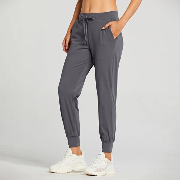 SOKJ Women's Joggers Pants-Athletic Running with Pockets Tapered Casual Workout Pants Dark Gray （Size XS-XXXL）