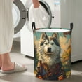 thumbnail image 4 of Lsque Forest Maple Leaf Husky pattern Laundry Hamper Basket, Tall Woven Rope Hamper Basket for Clothes, Lightweight Storage Basket, Collapsible Waterproof-Medium, 4 of 8