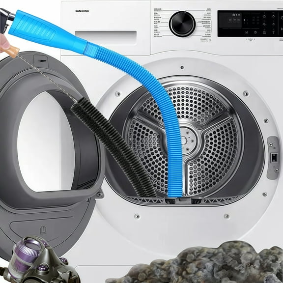 MSOEIA 2 Pieces Dryer Vent Cleaner Kit and Flexible Dryer Lint Brush Vacuum Hose Attachment Power Lint Remover Refrigerator Coil Brush