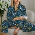 thumbnail image 6 of Hirioo Bicycle Colorful for Women's Pajama Sets 2 Piece Pjs Women's Long-Sleeved Pajama Set Button Down Sleepwear,S-XXL-Medium, 6 of 7