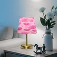 thumbnail image 6 of Tapered Desk Lamp with Antique Brass Base Table Lamps Dimmable LED Bulb Button Switch Night Light Pink Hearts and Roses Pattern Small, 6 of 8