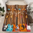 thumbnail image 2 of jejeloiu Modern Music Guitar Twin Sheet Sets,Old Wooden Plank Bedding For Adults 3 Pieces, 2 of 7