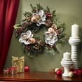 thumbnail image 2 of Nearly Natural 24" Magnolia Pinecone and Berry Wreath in White, 2 of 2