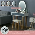 thumbnail image 5 of Costway Vanity Makeup Table Touch Screen 3 Lighting Modes Dressing Table Stool Set Gray, 5 of 10