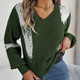 thumbnail image 6 of Itsame Women Pullover Sweaters Loose V-Neck Sweater Long Sleeve Printed Casual Sweatertop Green Size L, 6 of 7