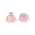 thumbnail image 2 of Miaouyo Girl Boys Hooded Plush Jacket Adorable Solid Color Bear Ear Long Sleeve Zipper Up Outerwear, 2 of 9