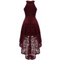 thumbnail image 4 of Dressystar Women Halter Floral Lace Cocktail Party Dress Hi-Lo Female Bridesmaid Dress, 4 of 6