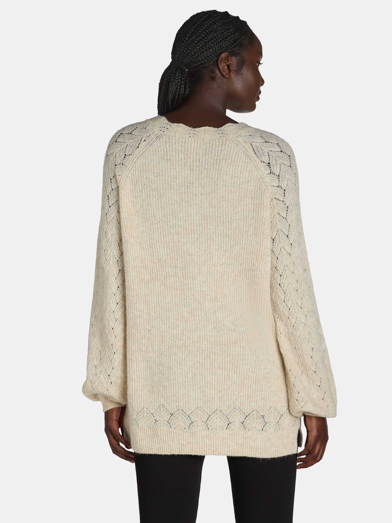 The Pioneer Woman’s Pointelle V-Neck Sweater, Midweight, Women’s, Sizes XS-XXXL