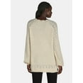 thumbnail image 3 of The Pioneer Woman’s Pointelle V-Neck Sweater, Midweight, Women’s, Sizes XS-XXXL, 3 of 5
